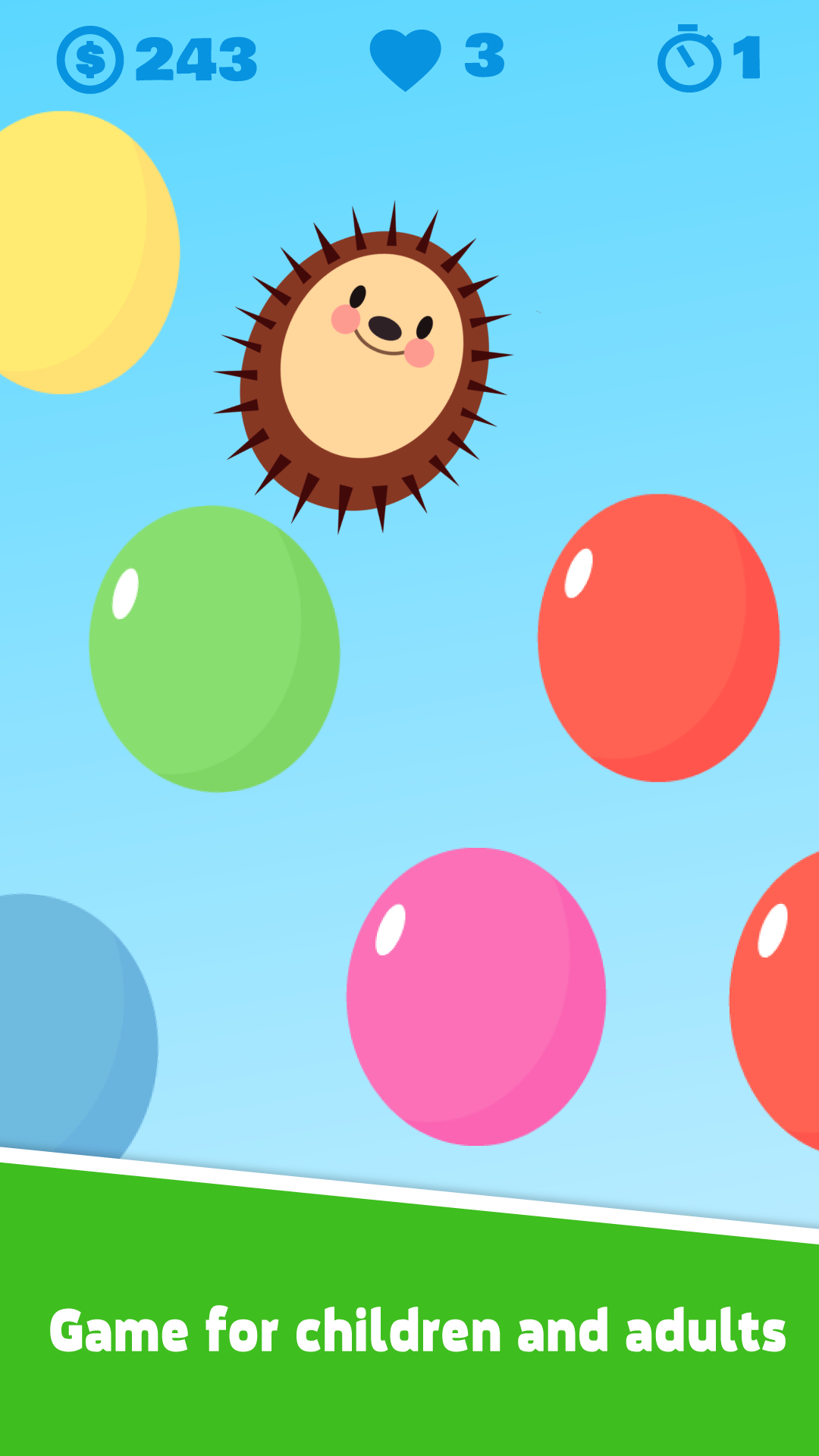 Hedgy Pop and colored balloons.Ϸͼ